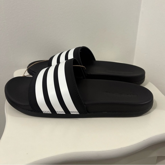 Adidas Women's Black and White Slide Sandals - Picture 4 of 6